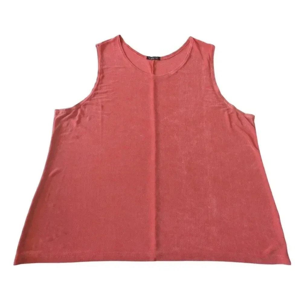 VIKKI VI Coral Pink Slinky Camisole Tank Top Size 3X